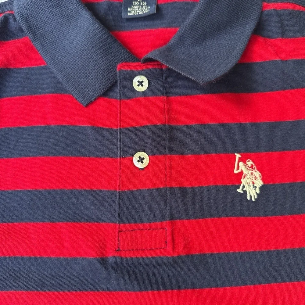 NEW U.S. Polo Assn. Kids Polo in Red and Navy Stripes
